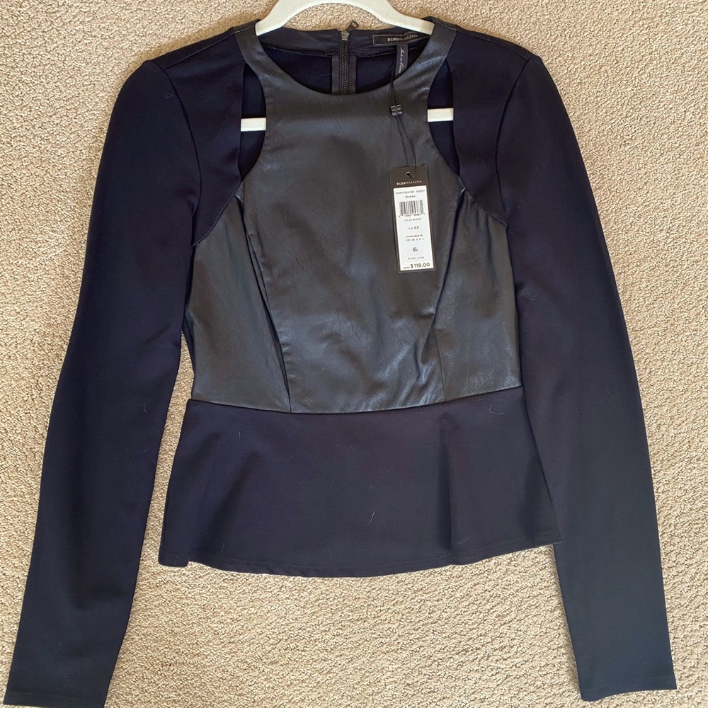 BCBG Long Sleeve Cut Out Top